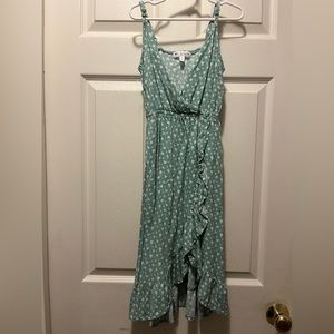 Girls S floral green dress